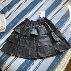 🔵LeChic Le Chic Navy Faux Leather Skirt 10-12 NWT